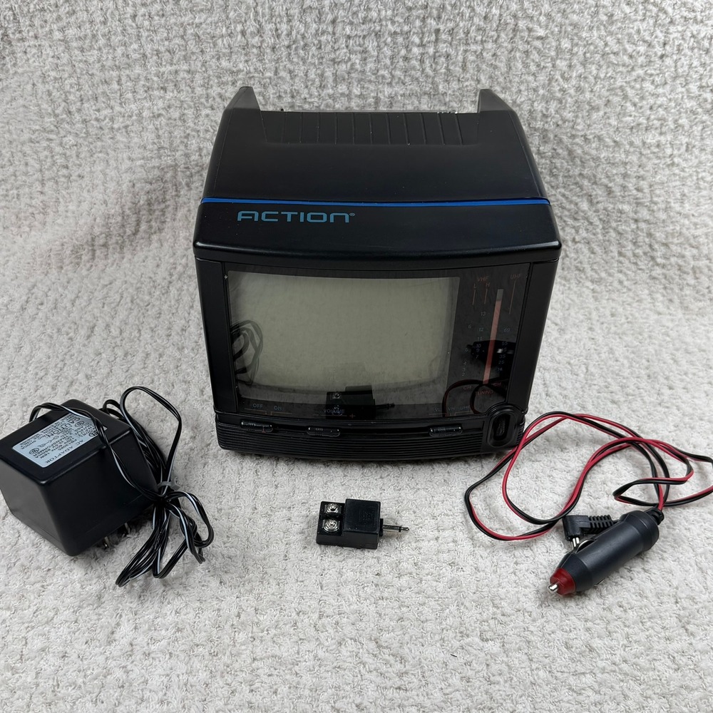 Action ACN-3501 5 Inch Portable Black and White TV CRT Retro Open Box WORKS!